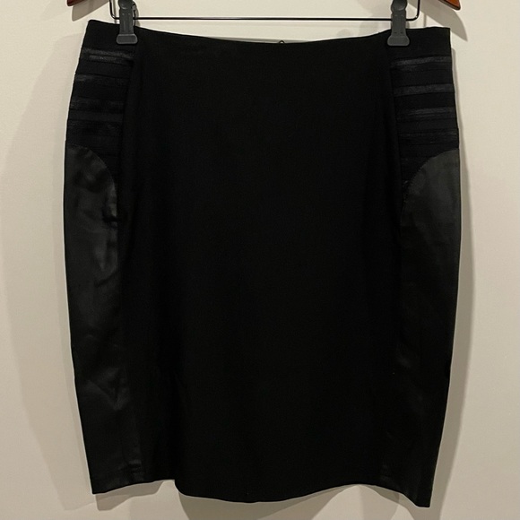 Faux Leather Detail Pencil Skirt - Picture 1 of 3